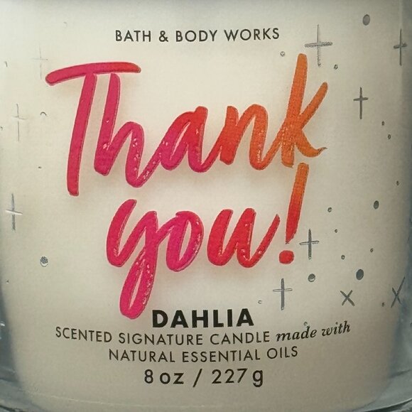 BBW Thank You Dahlia Bath & Body Works Single Wick Candle - Picture 3 of 10